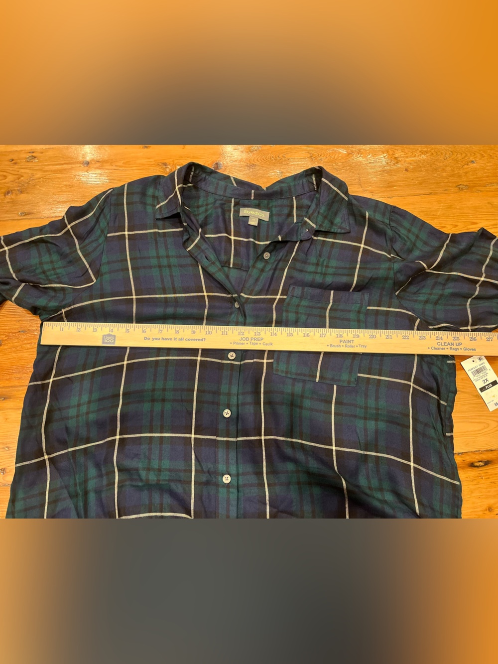 Plaid Button Down Shirt Blouse in Navy, Green and Cream Preppy Classic NWT - Picture 6 of 10